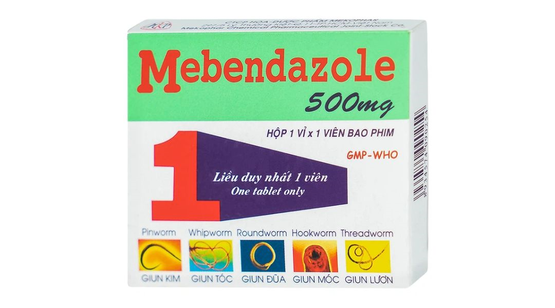 Viên nén Mebendazole 500mg Mekophar điều trị giun (hộp 1 viên)