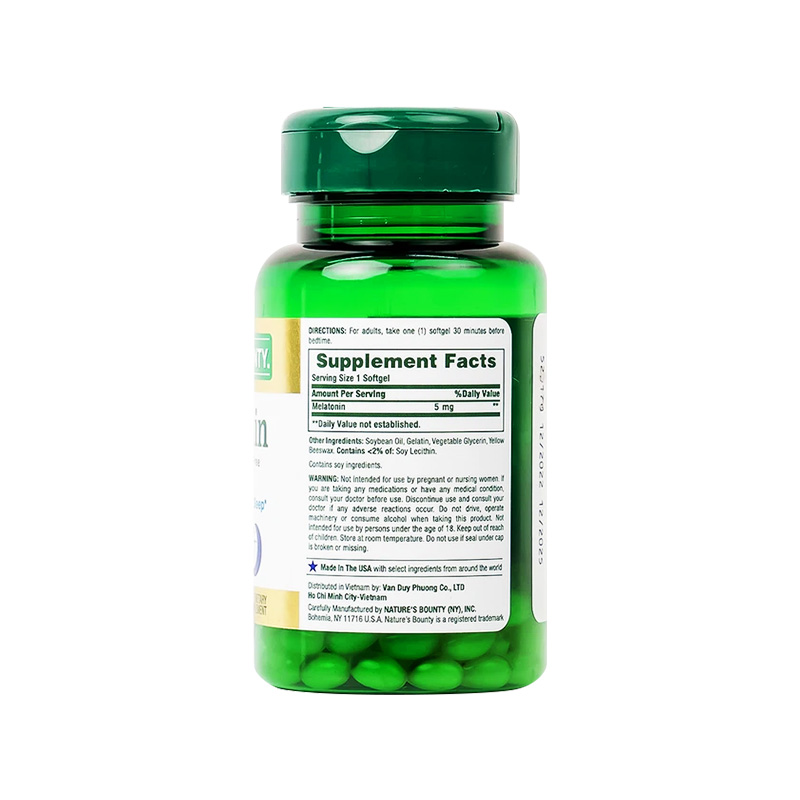 Viên uống Melatonin Nature's Bounty giúp điều hòa giấc ngủ, giảm căng thẳng (hộp 60 viên)