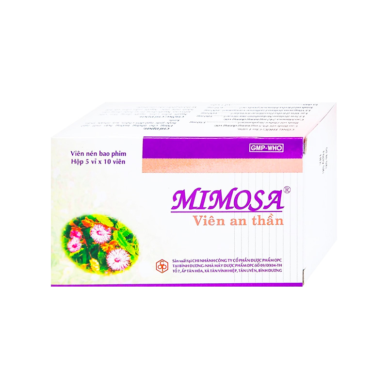 Viên an thần Mimosa dùng cho trường hợp mất ngủ, suy nhược thần kinh (hộp 5 vỉ x 10 viên)