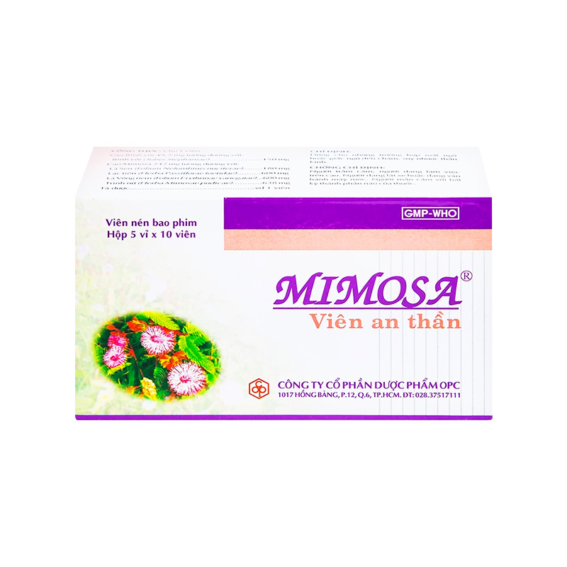 Viên an thần Mimosa dùng cho trường hợp mất ngủ, suy nhược thần kinh (hộp 5 vỉ x 10 viên)