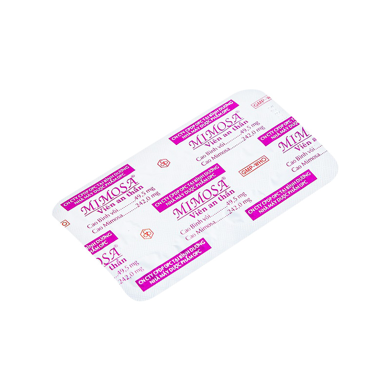 Viên an thần Mimosa dùng cho trường hợp mất ngủ, suy nhược thần kinh (hộp 5 vỉ x 10 viên)