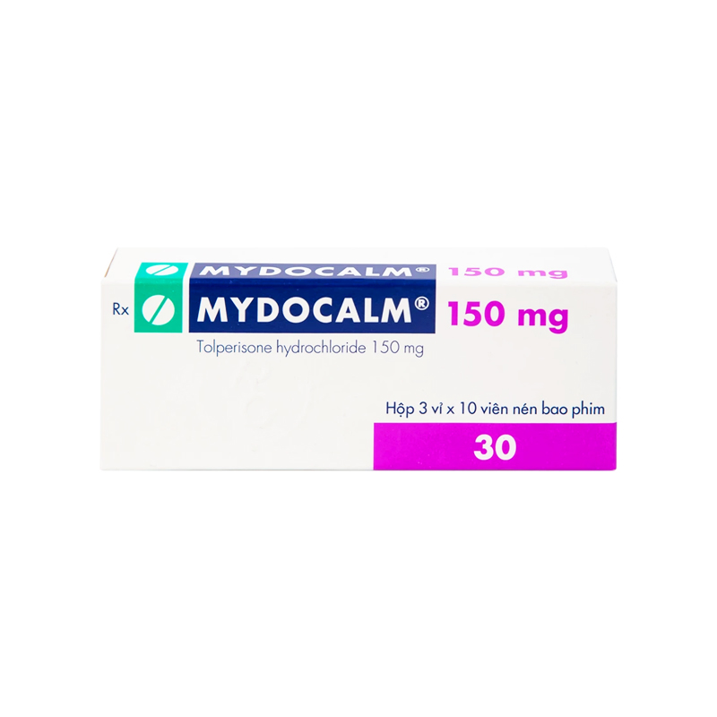 Viên nén Mydocalm 150mg trị triệu chứng co cứng cơ sau đột quỵ (hộp 3 vỉ x 10 viên)