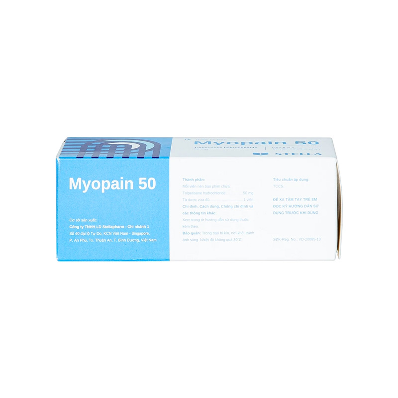Thuốc Myopain 50 Stella điều trị triệu chứng co cứng cơ sau đột quỵ (hộp 5 vỉ x 10 viên)