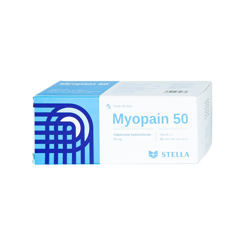 Thuốc Myopain 50 Stella điều trị triệu chứng co cứng cơ sau đột quỵ (hộp 5 vỉ x 10 viên)