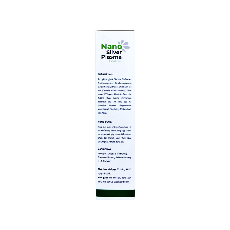 Kem bôi ngoài da Nano Silver Plasma làm sạch, kháng khuẩn (tuýp 30g)