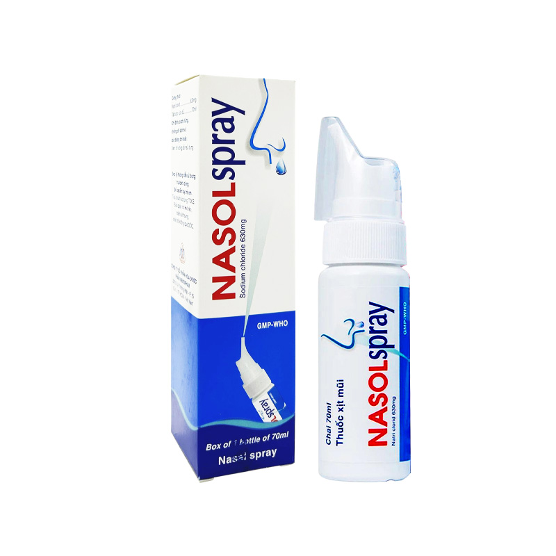 Thuốc xịt mũi Nasolspray làm sạch ngăn ngừa viêm nhiễm mũi, họng (hộp 1 chai x 70ml)