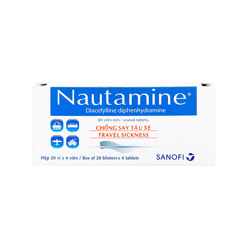 Thuốc Nautamine phòng ngừa và điều trị say tàu xe (hộp 20 vỉ x 4 viên)