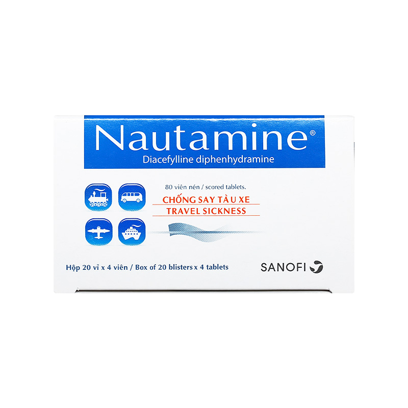 Thuốc Nautamine phòng ngừa và điều trị say tàu xe (hộp 20 vỉ x 4 viên)