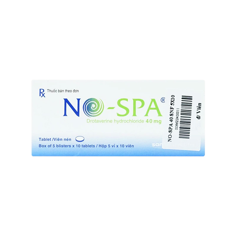 Thuốc No-spa 40mg điều trị co thắt cơ trơn tiêu hóa (hộp 5 vỉ x 10 viên)