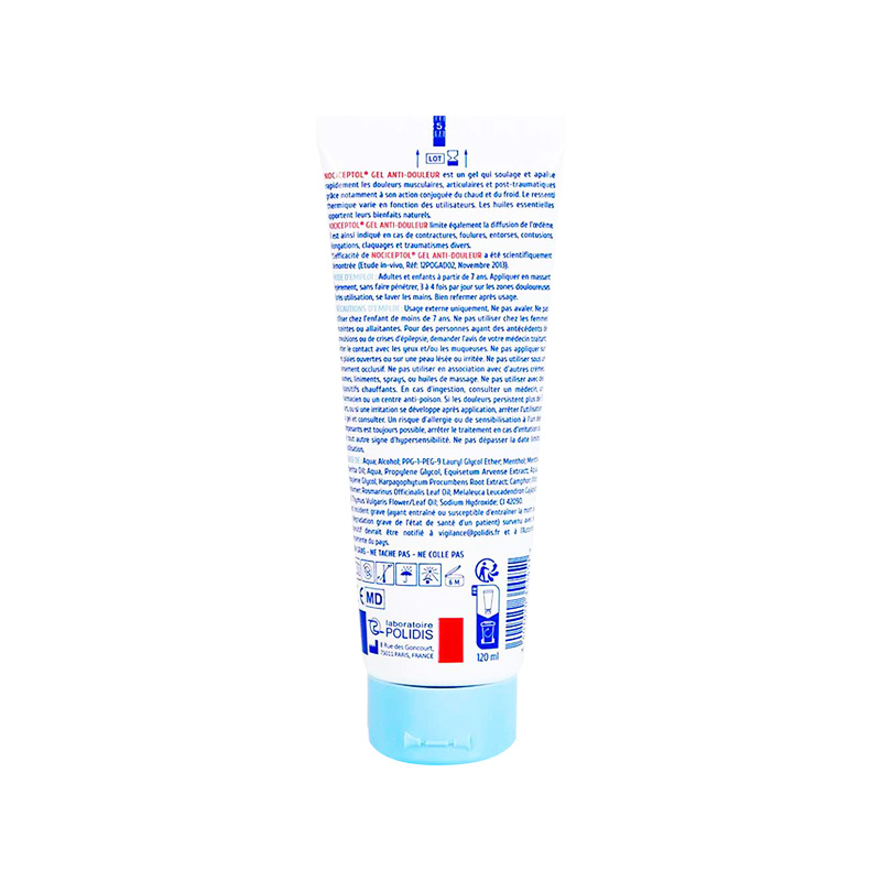 Gel bôi ngoài da Nociceptol Gel Anti-Douleur Polidis giảm đau, nhức, mỏi cơ (Tuýp 120ml)