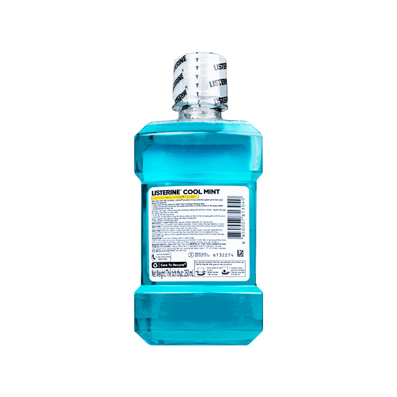 Nước súc miệng Listerine Cool Mint bảo vệ nướu, giúp hơi thở thơm mát (chai 250ml)