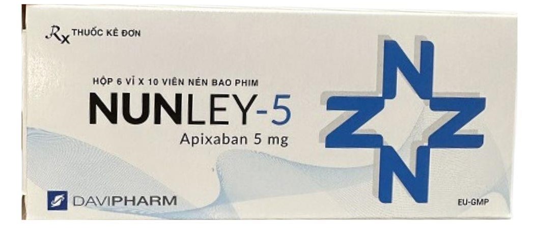 Thuốc Nunley-5 dự phòng nguy cơ đột quỵ và tắc mạch (hộp 6 vỉ x 10 viên)