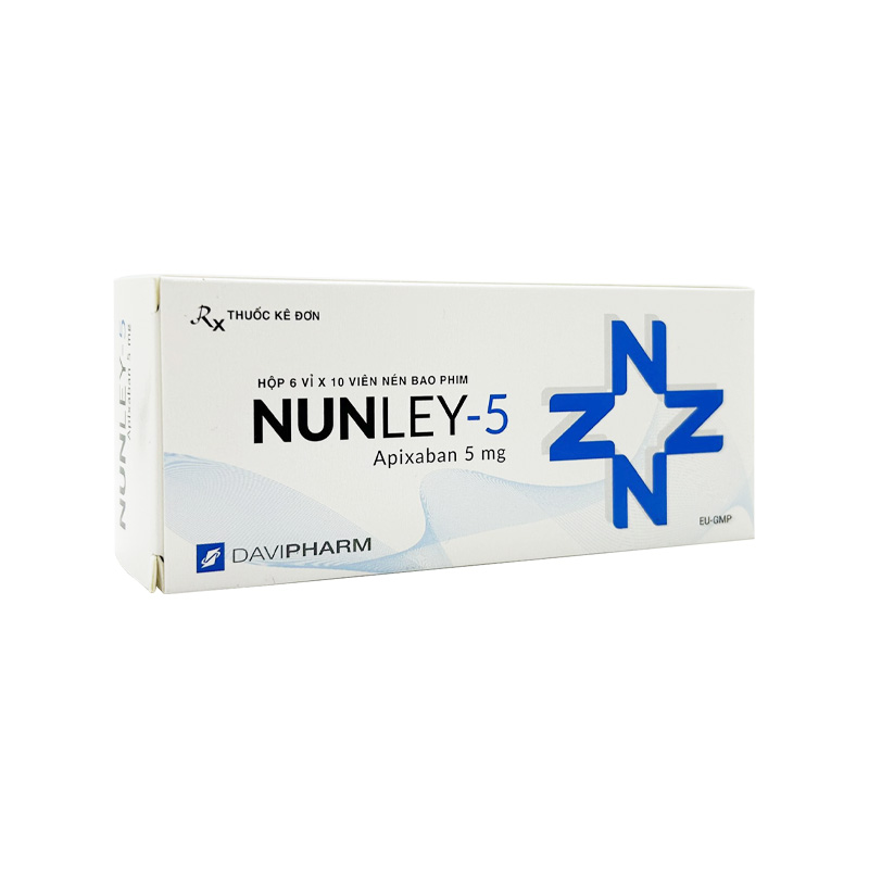 Thuốc Nunley-5 dự phòng nguy cơ đột quỵ và tắc mạch (hộp 6 vỉ x 10 viên)