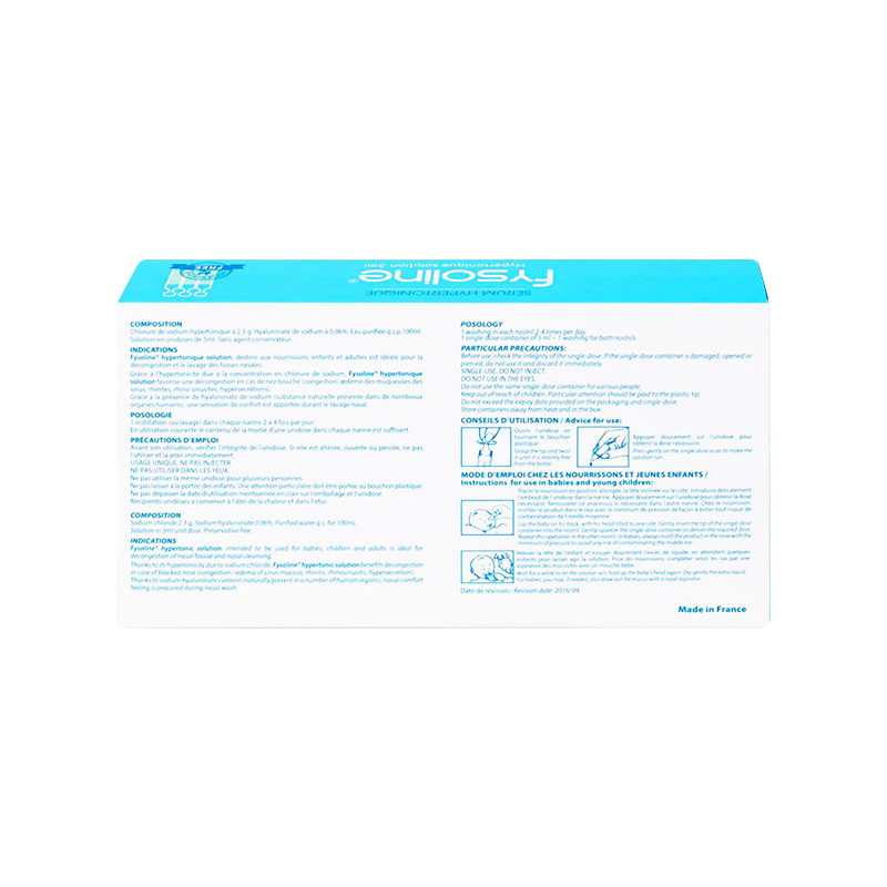 Dung dịch nước muối ưu trương Fysoline 5ml giảm ngạt mũi (hộp 20 ống)