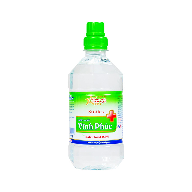 Nước muối Vĩnh Phúc Natriclorid 0.9% vệ sinh răng miệng (chai 500ml)