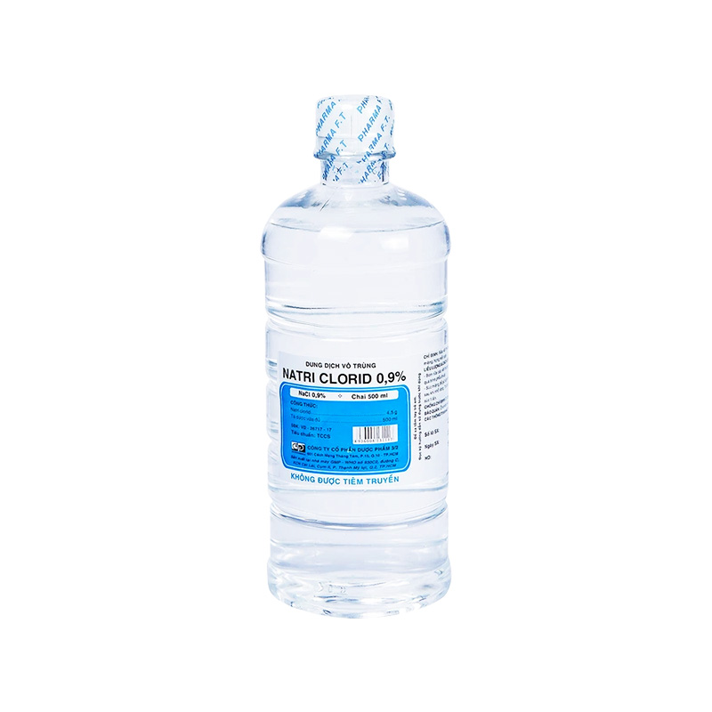 Nước súc miệng Natri Clorid 0.9% FT Pharma vệ sinh răng, miệng, họng (chai 500ml)