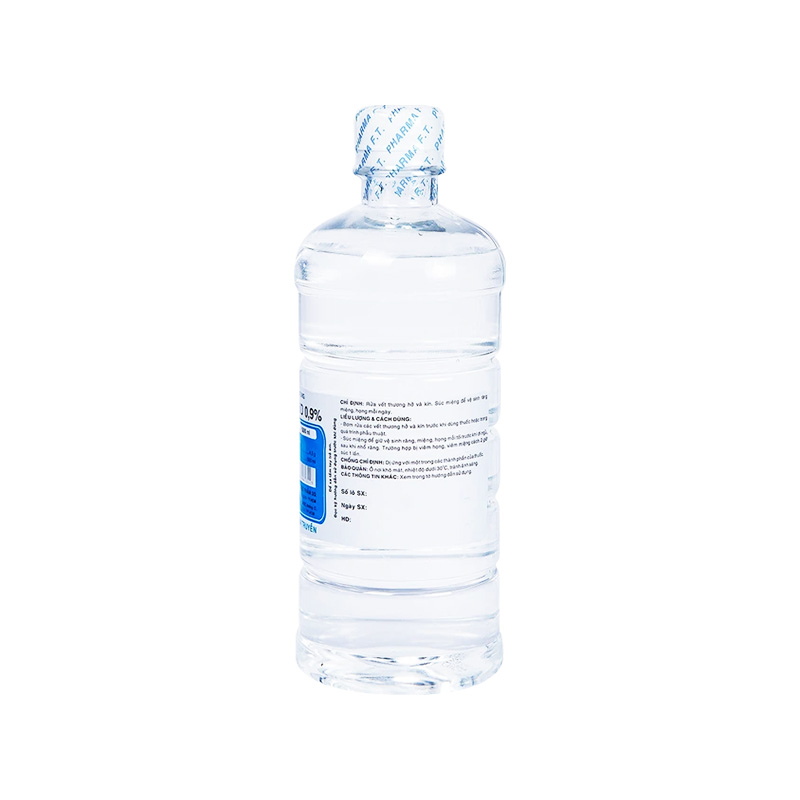 Nước súc miệng Natri Clorid 0.9% FT Pharma vệ sinh răng, miệng, họng (chai 500ml)