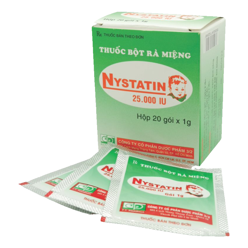 Thuốc rơ miệng Nystatin 25.000IU F.T.Pharma  điều trị nhiễm nấm (hộp 20 gói x 1g)