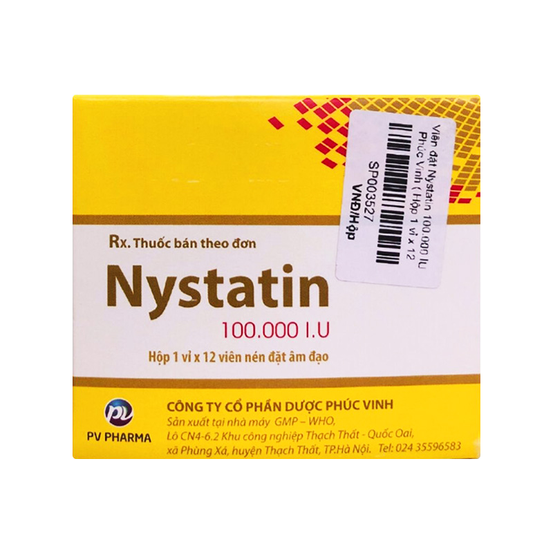 Viên đặt Nystatin F.T Pharma 100.000 IU (hộp 1 vỉ x 12 viên)