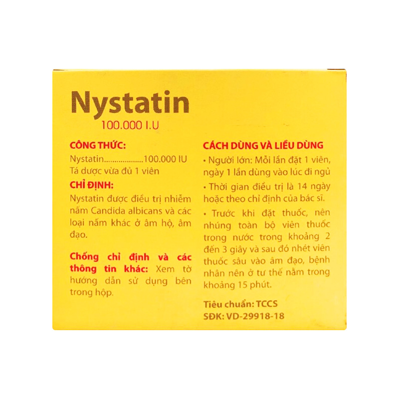 Viên đặt Nystatin F.T Pharma 100.000 IU (hộp 1 vỉ x 12 viên)