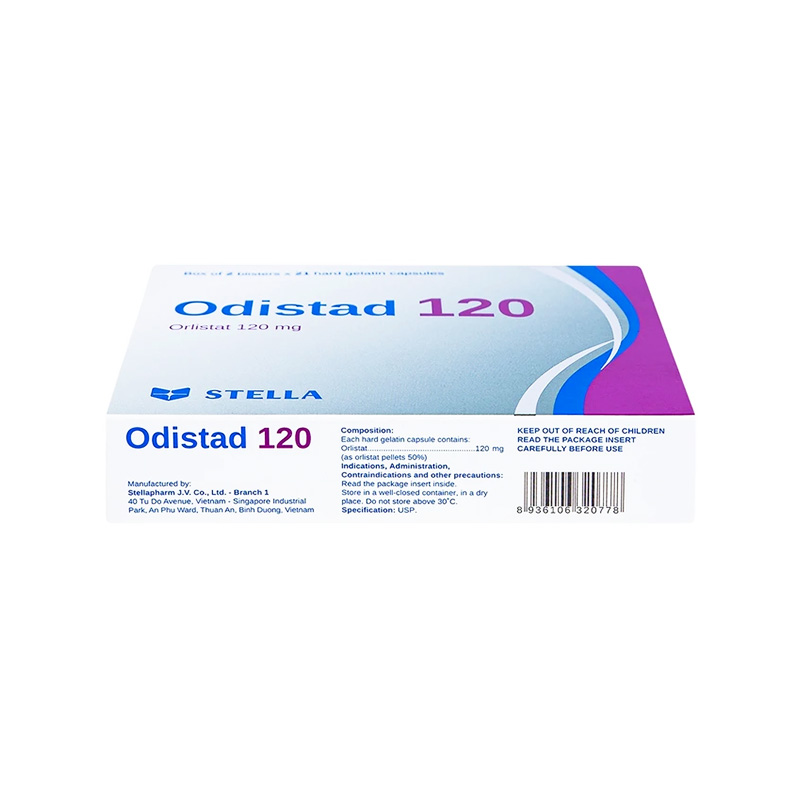 Thuốc Odistad 120 kiểm soát cân nặng, hỗ trợ điều trị béo phì (hộp 2 vỉ x 21 viên)