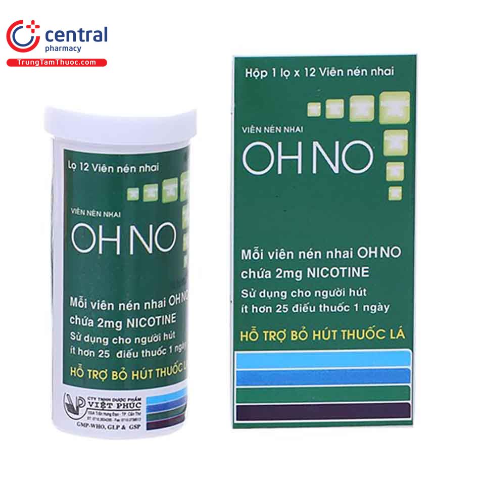 Viên nhai OH NO hỗ trợ cai nghiện thuốc lá (hộp 1 lọ x 12 viên)