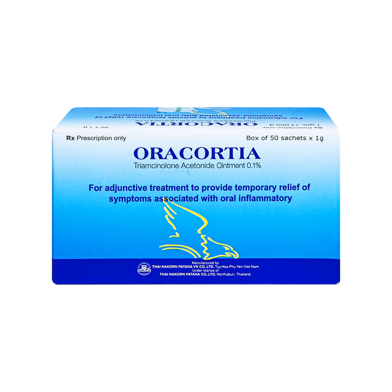 Thuốc mỡ Oracortia 0.1% trị viêm nhiễm khoang miệng (hộp 50 túi x 1g)