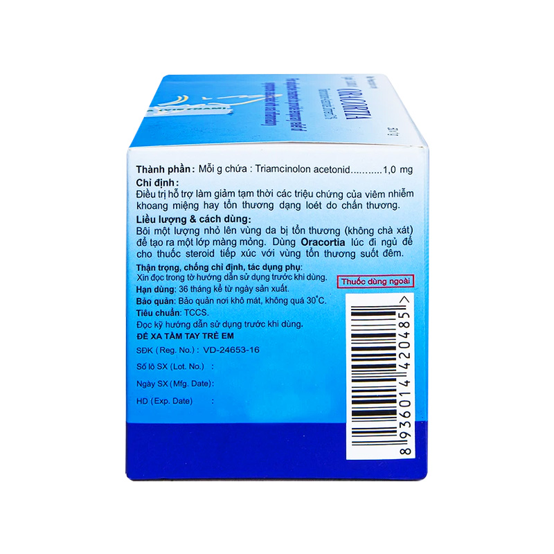 Thuốc mỡ Oracortia 0.1% trị viêm nhiễm khoang miệng (hộp 50 túi x 1g)