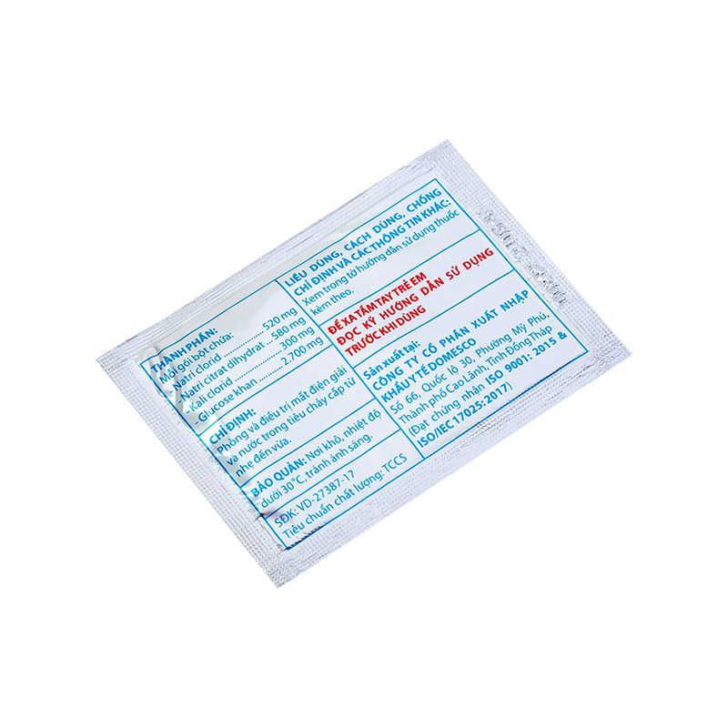 Bột pha uống Oresol 245 Domesco phòng và điều trị mất điện giải, nước trong tiêu chảy (hộp 20 gói)