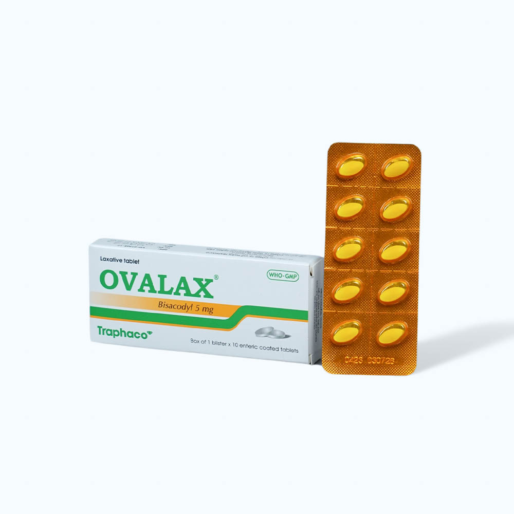 Viên nhuận tràng Ovalax 5mg điều trị táo bón, làm sạch ruột (hộp 1 vỉ x 10 viên)