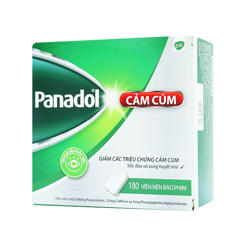 Viên nén Panadol Cảm Cúm giảm các triệu chứng sốt, đau và xung huyết mũi (hộp 15 vỉ x 12 viên)