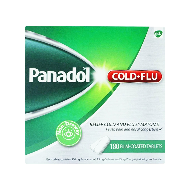 Viên nén Panadol Cảm Cúm giảm các triệu chứng sốt, đau và xung huyết mũi (hộp 15 vỉ x 12 viên)