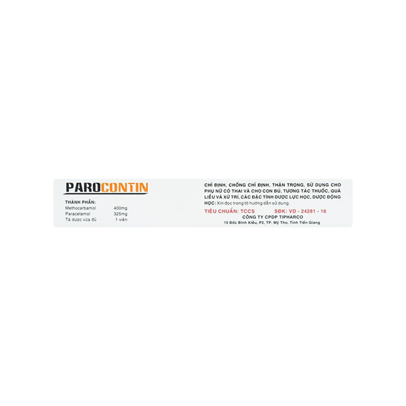 Viên nén Parocontin giảm đau cơ-xương, bong gân (hộp 3 vỉ x 10 viên)