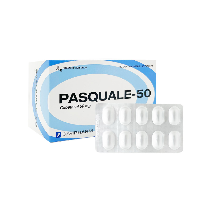 Viên nén Pasquale 50mg điều trị các triệu chứng đau cách hồi ở chân (hộp 10 vỉ x 10 viên)