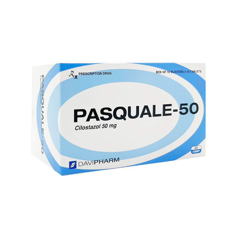 Viên nén Pasquale 50mg điều trị các triệu chứng đau cách hồi ở chân (hộp 10 vỉ x 10 viên)