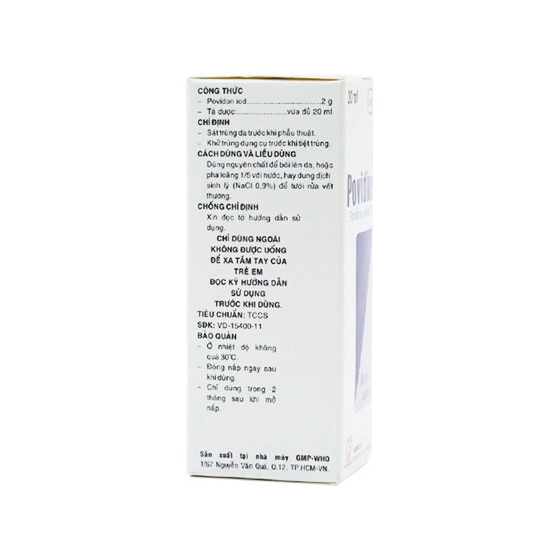 Dung dịch sát khuẩn Povidine 10% Pharmedic ngăn ngừa nhiễm khuẩn vết thương (hộp 1 chai x 20ml)