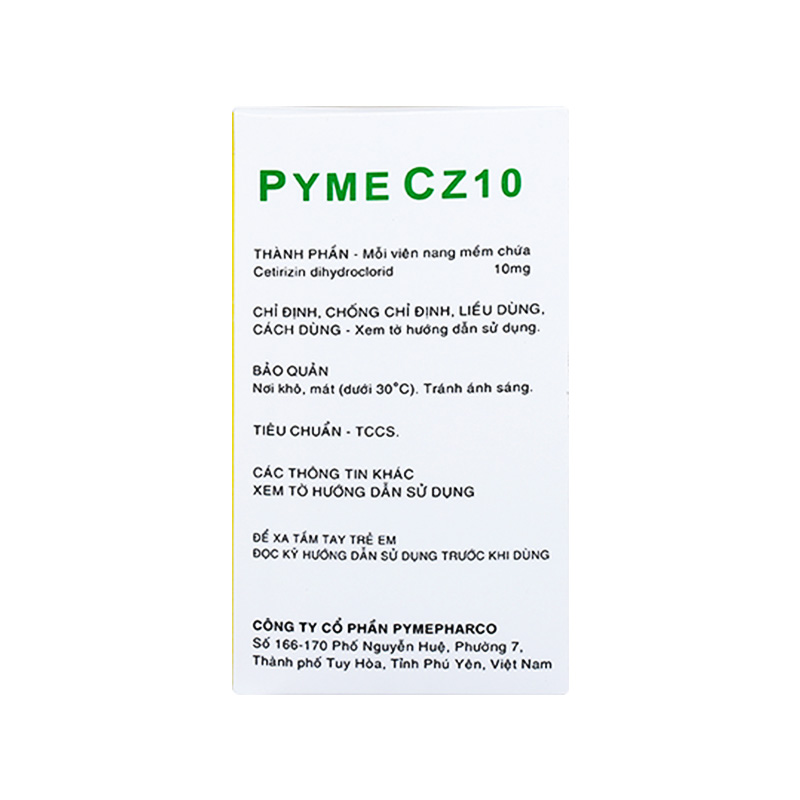 Thuốc Pyme Cz10 điều trị viêm mũi dị ứng, mày đay (hộp 10 vỉ x 10 viên)