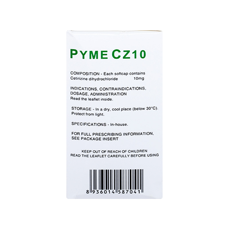 Thuốc Pyme Cz10 điều trị viêm mũi dị ứng, mày đay (hộp 10 vỉ x 10 viên)