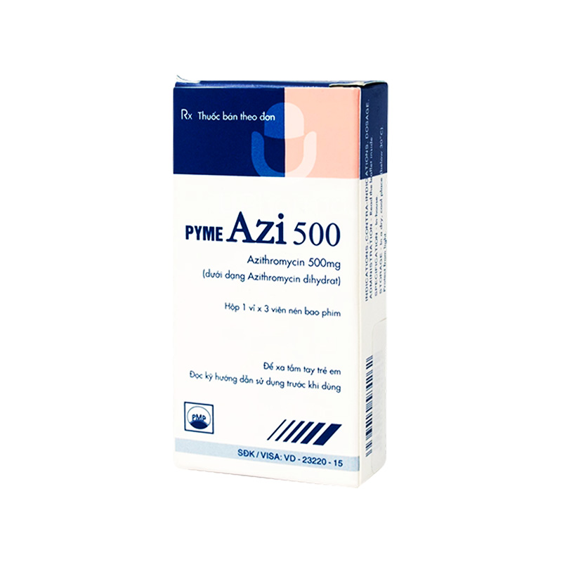 Thuốc Pyme Azi 500mg điều trị nhiễm khuẩn (hộp 1 vỉ x 3 viên)