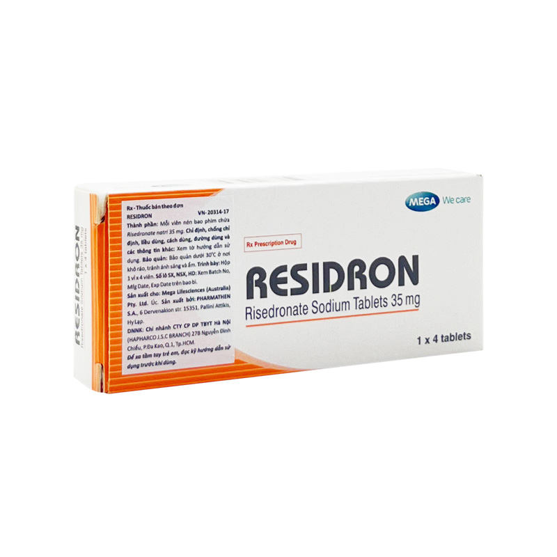 Thuốc Residron điều trị và ngăn ngừa loãng xương (hộp 1 vỉ x 4 viên)