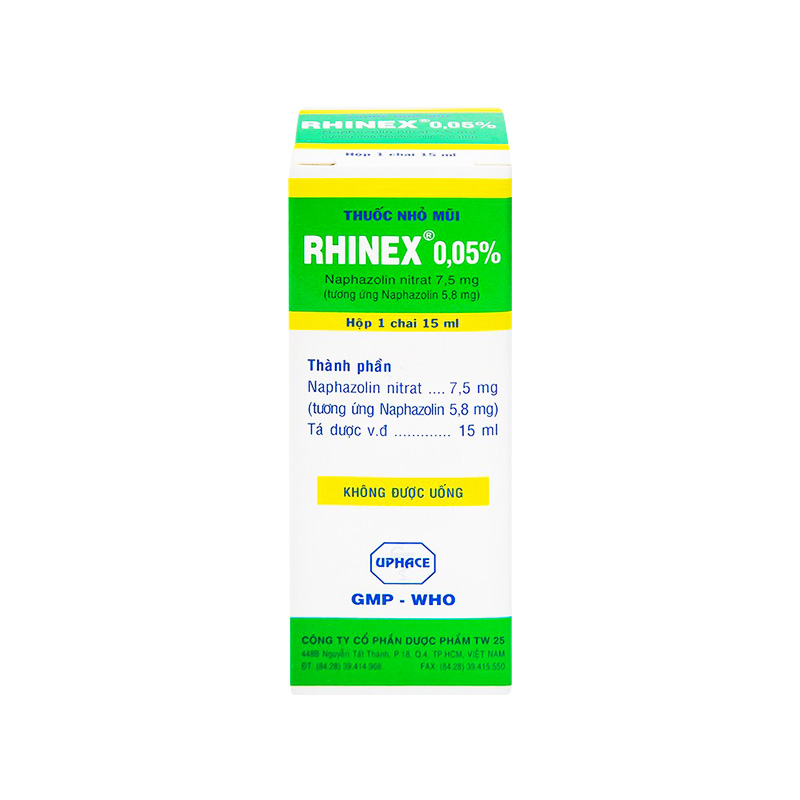 Thuốc nhỏ mũi Rhinex 0.05% giảm sung huyết, nghẹt mũi (chai 15ml)