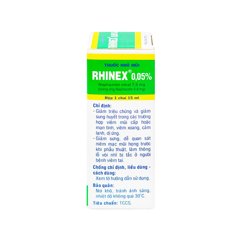 Thuốc nhỏ mũi Rhinex 0.05% giảm sung huyết, nghẹt mũi (chai 15ml)