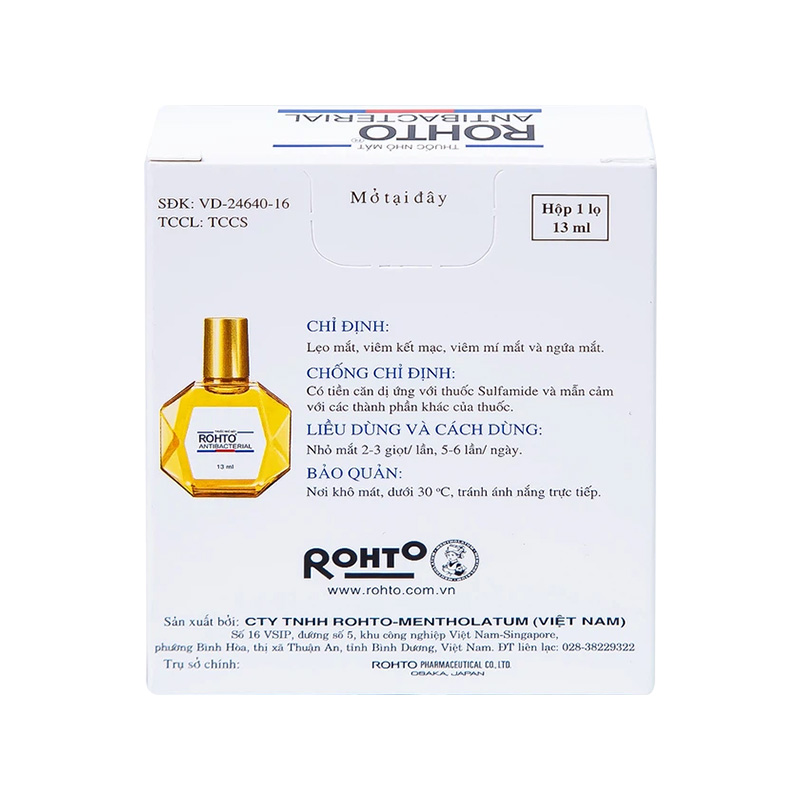 Thuốc nhỏ mắt Rohto Antibacterial điều trị lẹo mắt, viêm kết mạc (chai 13ml)