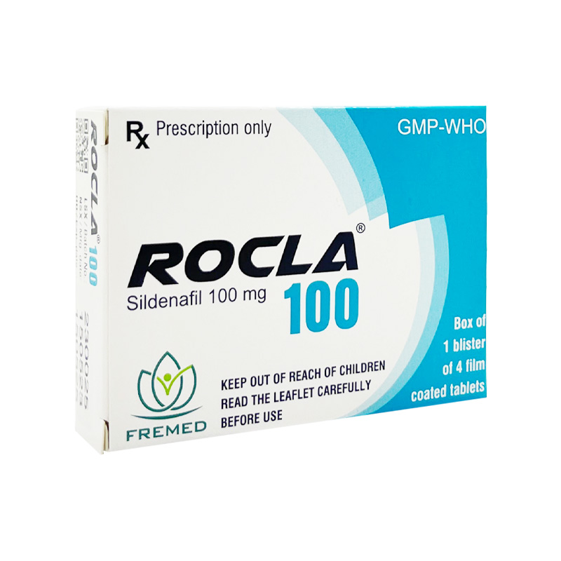 Thuốc Rocla 100 điều trị rối loạn cương dương (hộp 1 vỉ x 4 viên)