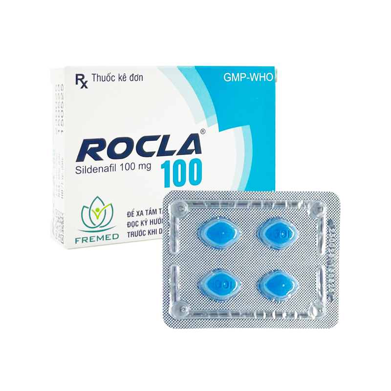 Thuốc Rocla 100 điều trị rối loạn cương dương (hộp 1 vỉ x 4 viên)
