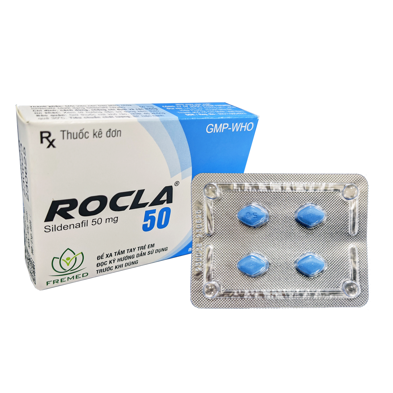 Thuốc Rocla 50 điều trị rối loạn cương dương (hộp 1 vỉ x 4 viên)