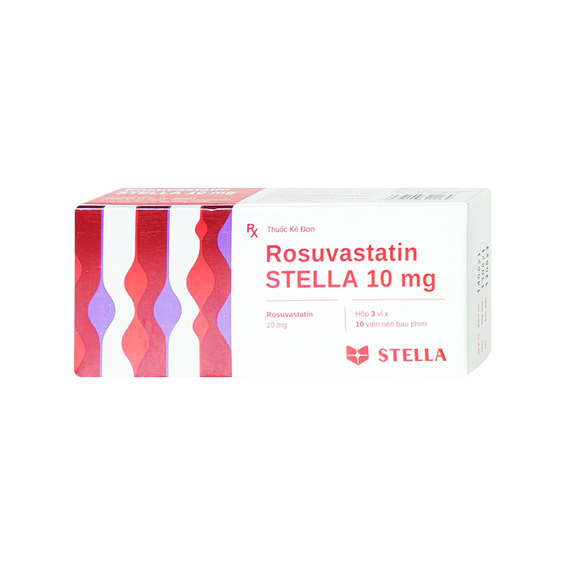 Thuốc Rosuvastatin Stella 10mg điều trị rối loạn mỡ máu (hộp 3 vỉ x 10 viên)