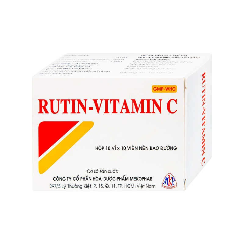 Thuốc Rutin-Vitamin C hỗ trợ điều trị các hội chứng chảy máu, xơ cứng (hộp 10 vỉ x 10 viên)