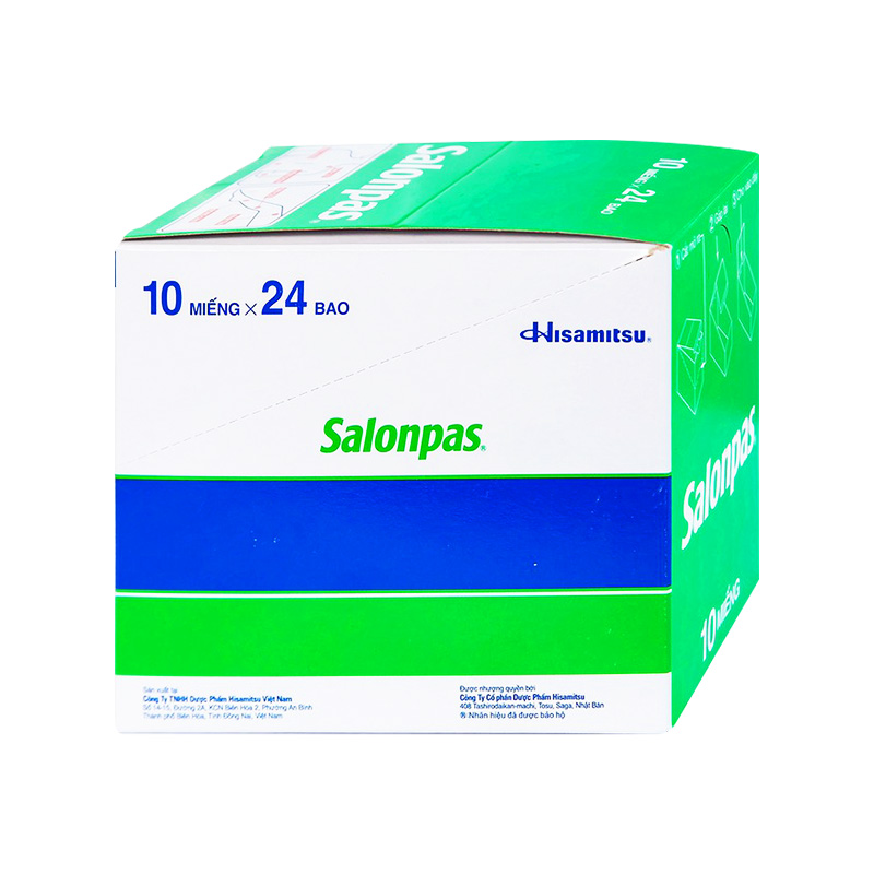 Cao dán Salonpas giảm đau vai, đau lưng, đau cơ (bao 1 gói x 10 miếng)
