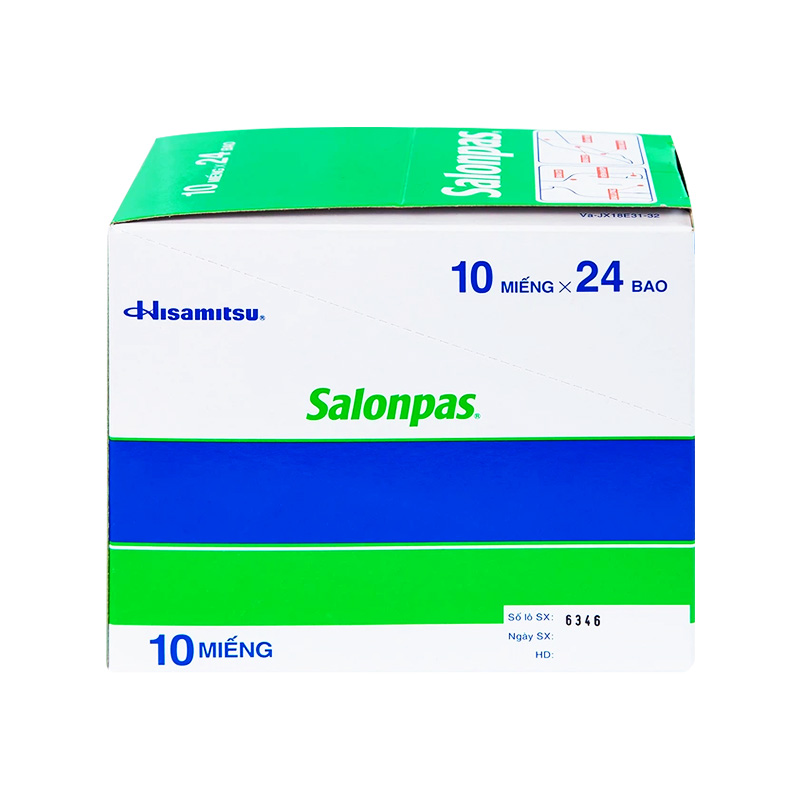 Cao dán Salonpas giảm đau vai, đau lưng, đau cơ (bao 1 gói x 10 miếng)